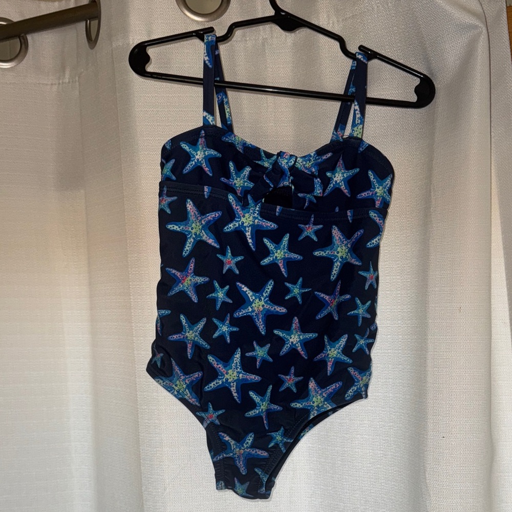 Lands' End Kids Swim One Piece - Blue Starfish Design